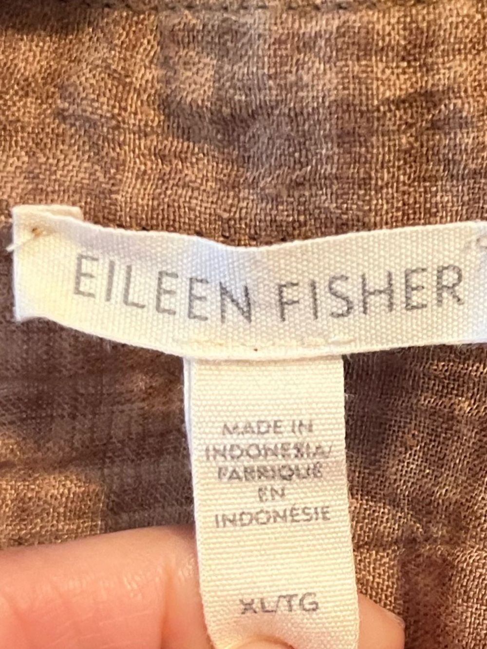Eileen Fisher Casual Short-Sleeve Button Front Top - Chestnut/Tan Size:XL - Picture 7 of 9